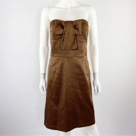 bcbg brown strapless dress BCBG Paris | Dresses | Bcbg Paris Brown Strapless Satin Sheath Dress Size 6  Us S